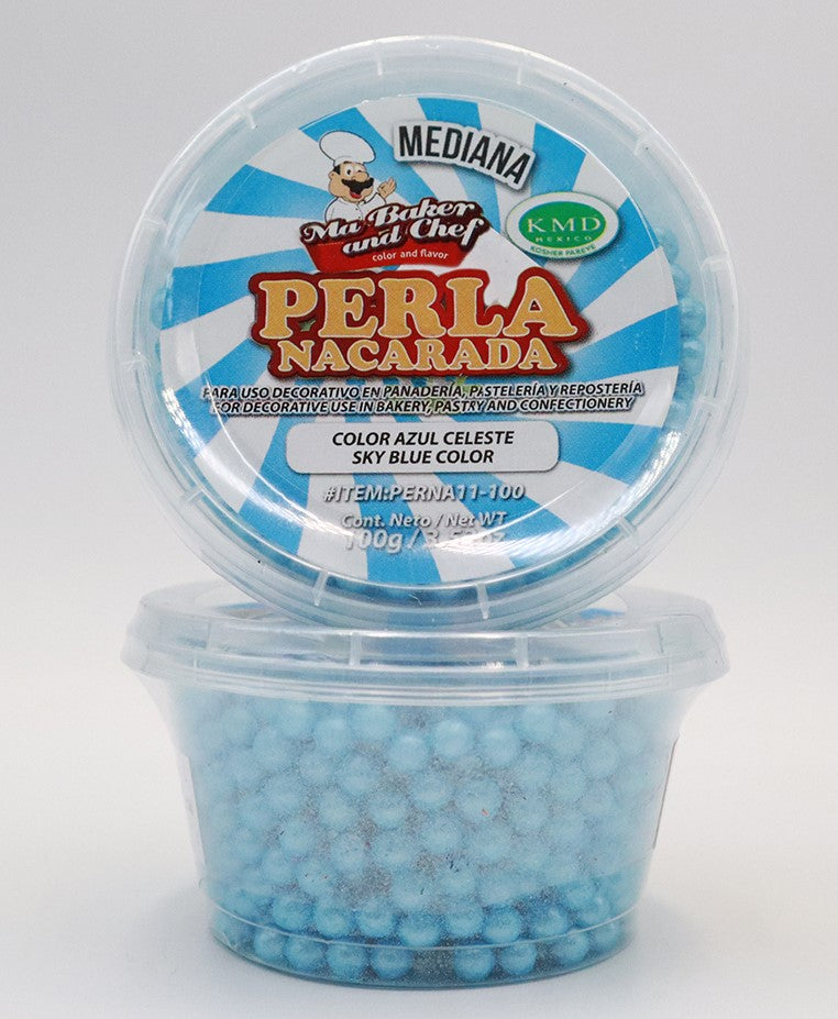 Perla Nacarada Mediana - 100g - Ma Baker and Chef - Azul Celeste –  Distribuidora Del Pastelero