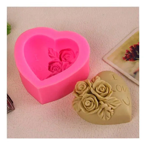 MOLDE SILICÓN CORAZÓN, ROSAS, LOVE ALEGRIA SIL00000980