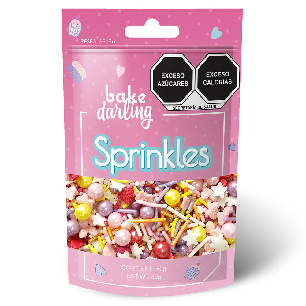 SPRINKLES CORAZON ROSADO PASTEL 80 GR BAKE DARLING