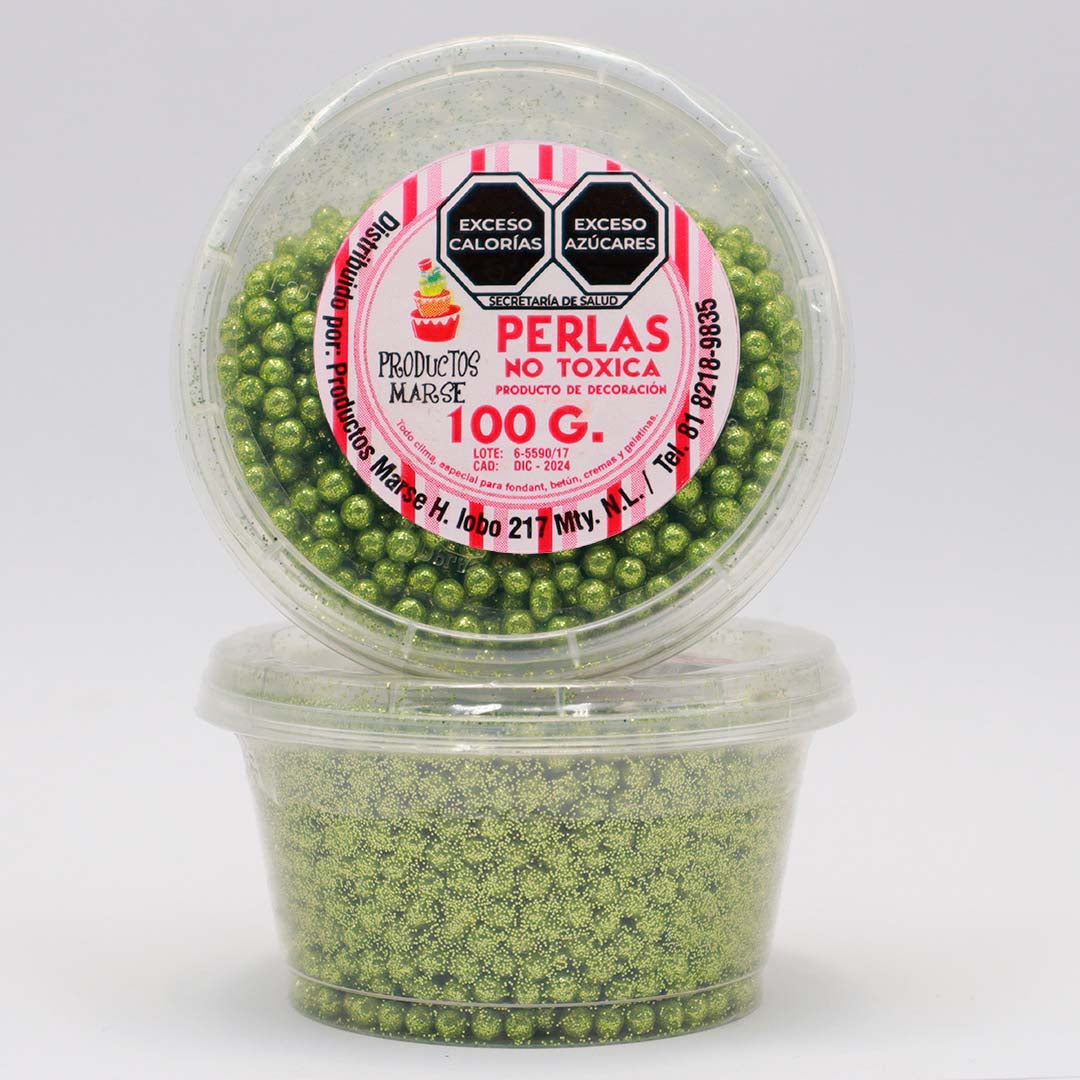 PERLA DIAMANTADA MEDIANA VERDE LIMON 100 GR MARSE PD065