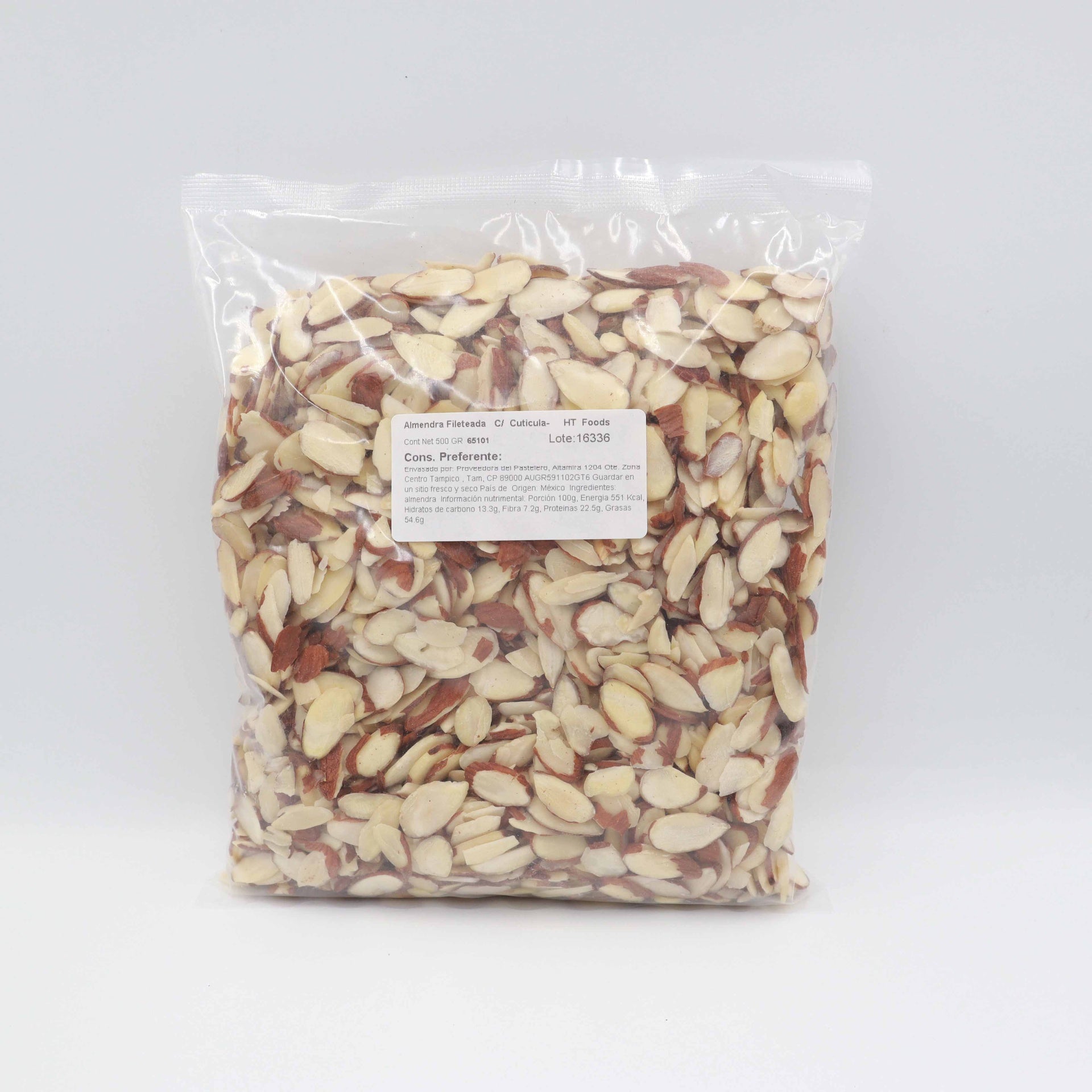 ALMENDRA FILETEADA CON CUTICULA BOLSA 500 GR