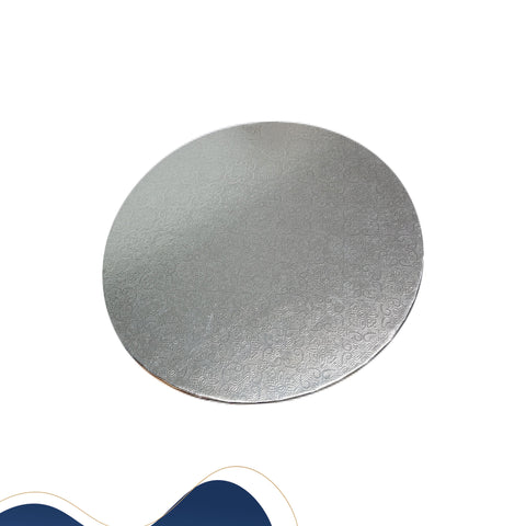 Base Cartón Redonda 25 cm Plata Forrada 2.5mm