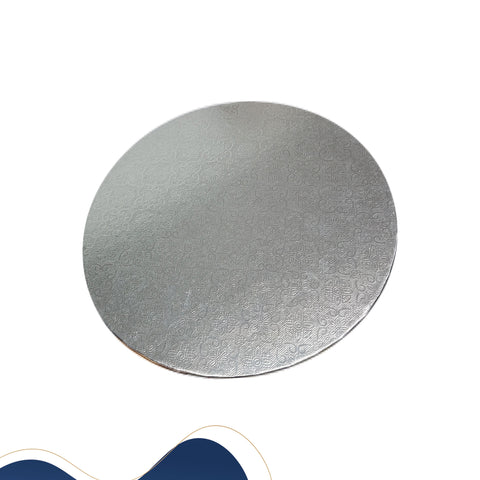 Base Cartón Redonda 30 cm Plata Forrada 2.5mm
