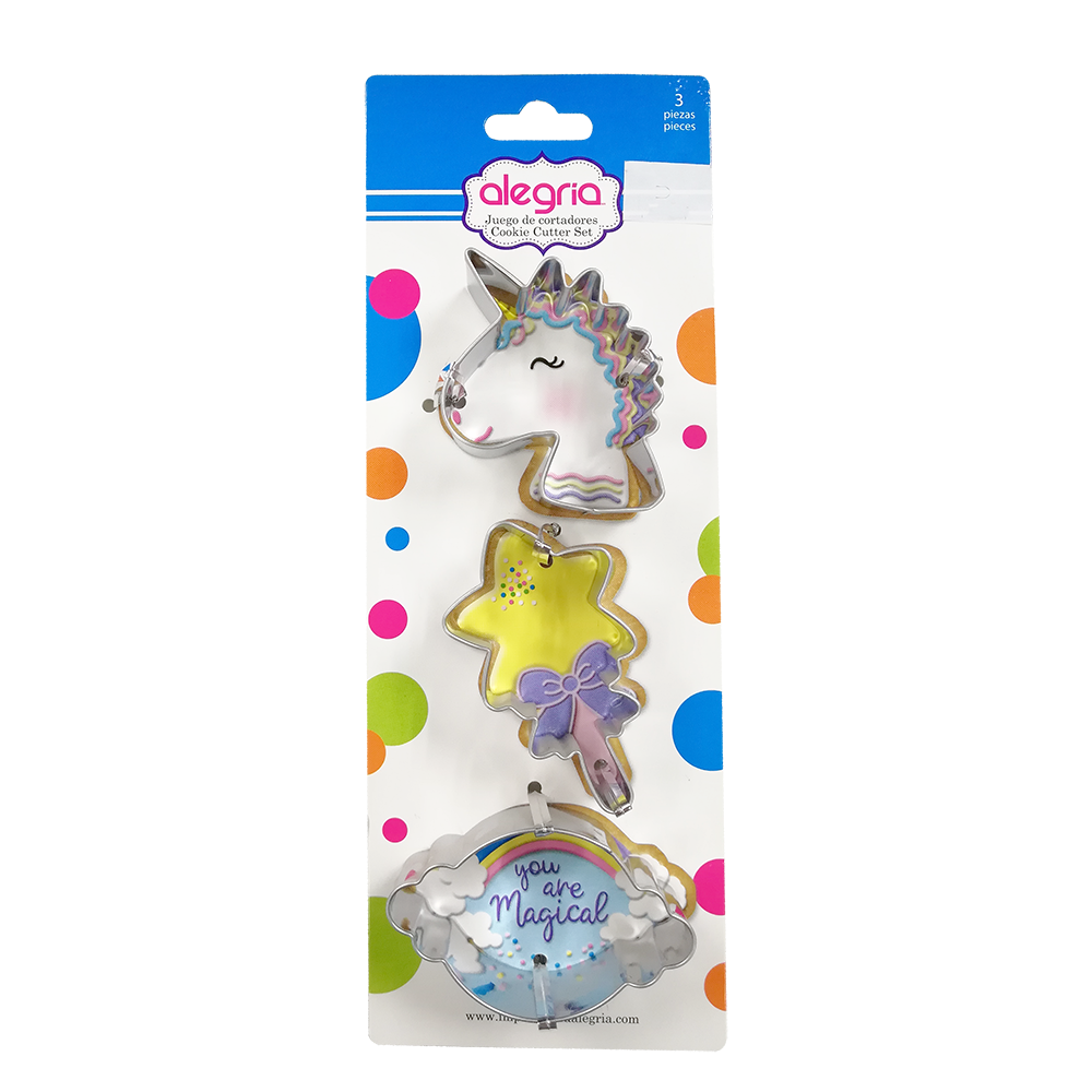 CORTADOR GALLETAS METALICO UNICORNIO ARCOIRIS ALEGRIA