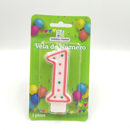 VELA NUMERICA CONFETTI ROSA NUMERO 1