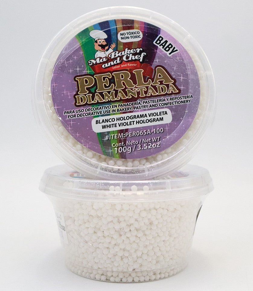 PERLA DIAMANTADA BABY BLANCO HOL VIOLETA 100 GR