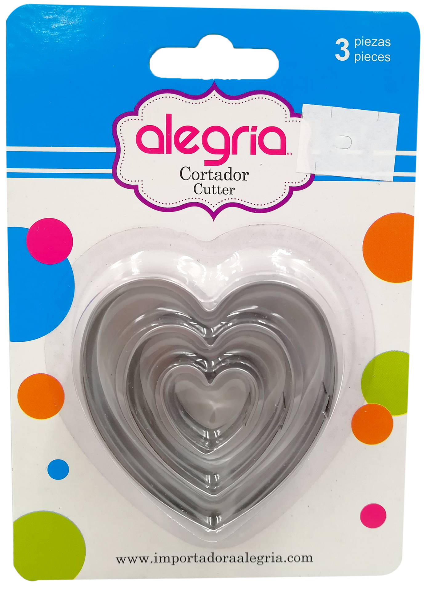 CORTADOR GALLETAS METALICO CORAZÓN 3 PIEZAS ALEGRIA