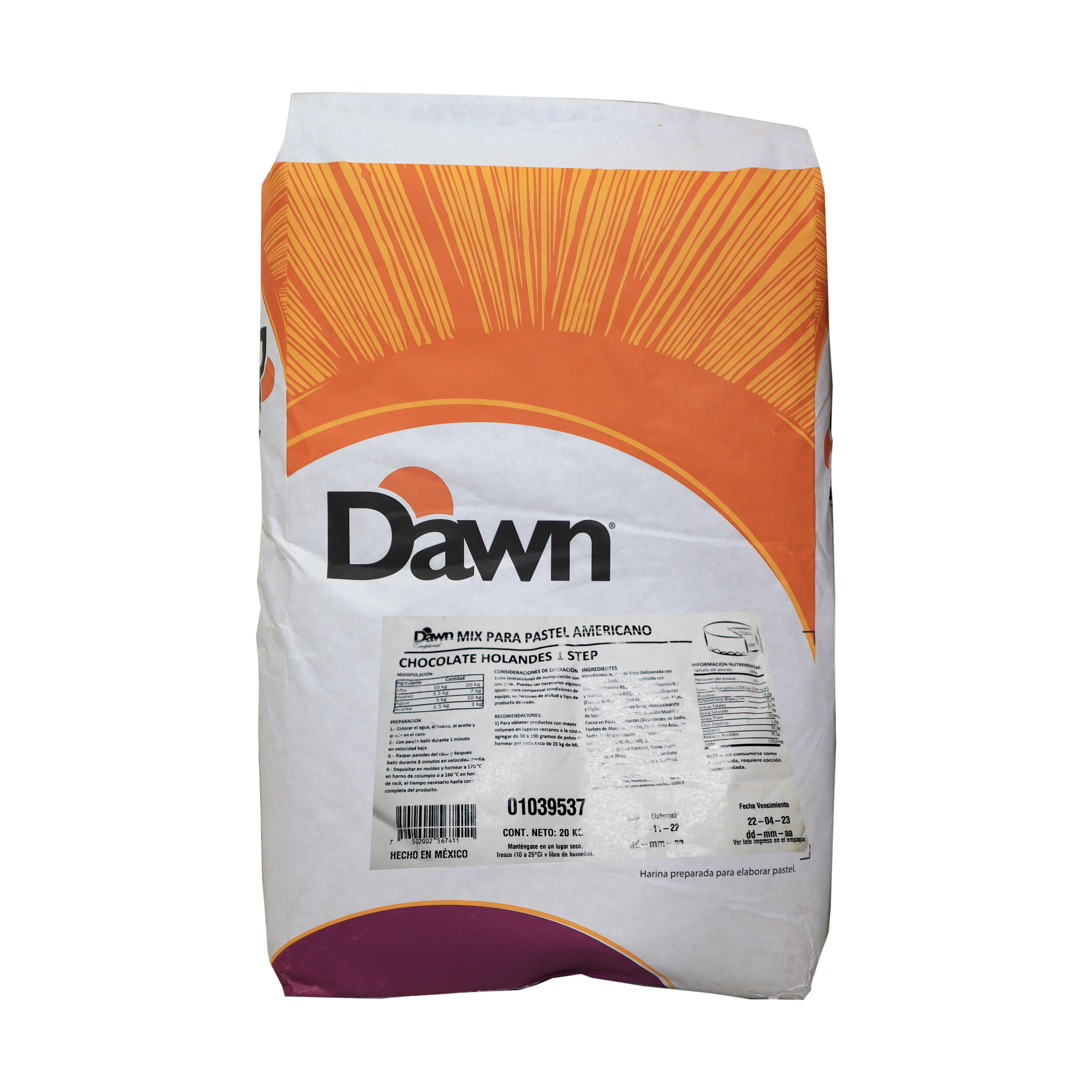 HARINA PREPARADA CHOCOLATE HOLANDES BULTO 20 KG DAWN