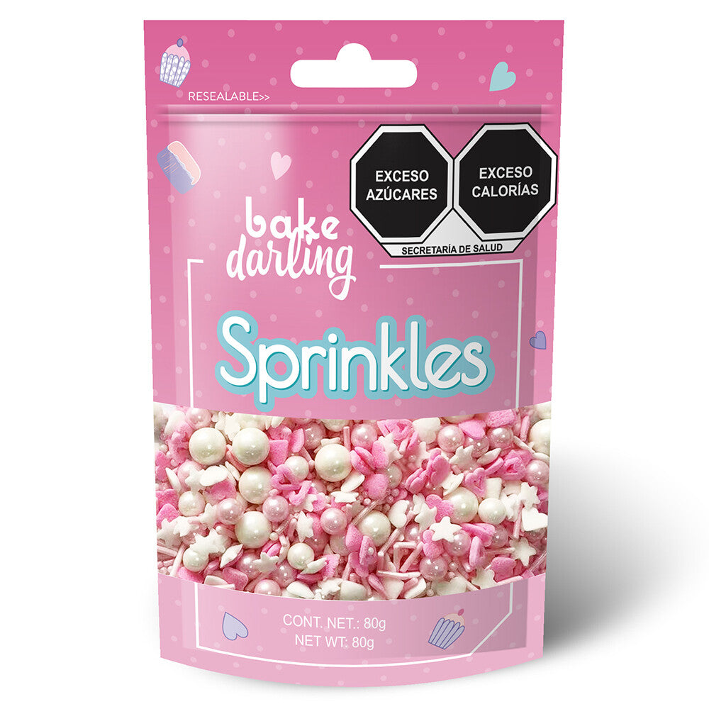 SPRINKLES MIX CORAZONES ROSAS 80 GR BAKE DARLING