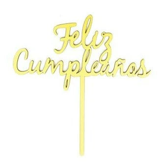 LETRERO GRANDE FELIZ CUMPLEAÑOS ORO BAKE DARLING