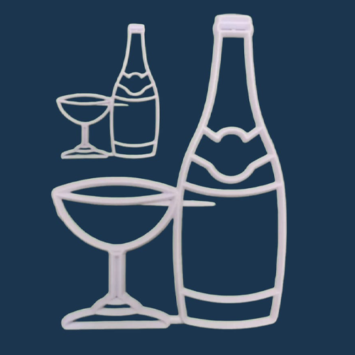 CORTADOR TEXTURIZADO DE BOTELLA DE VINO Y COPA