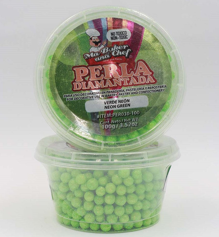 PERLA DIAMANTADA MEDIANA VERDE NEON MA BAKER