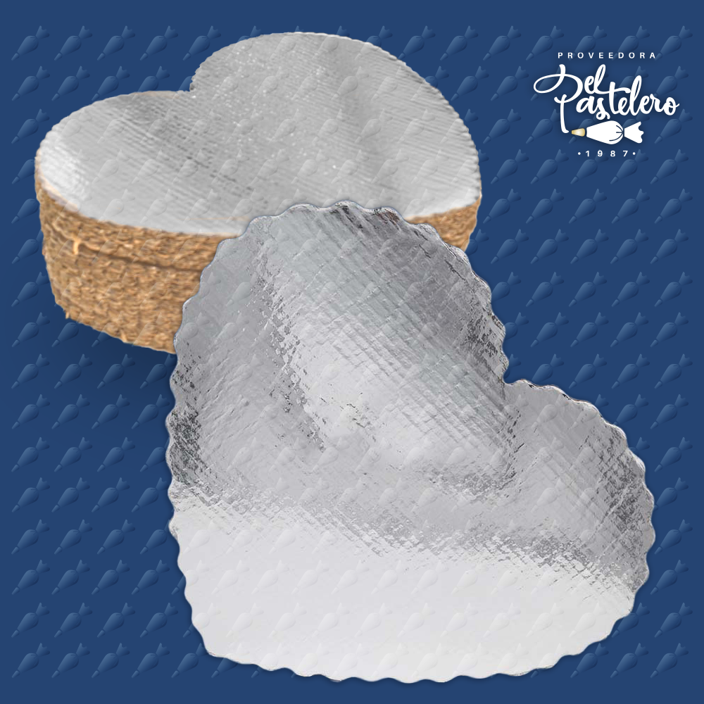 BASE CARTON CORAZON 40CM PLATA PAQUETE 50 PIEZAS
