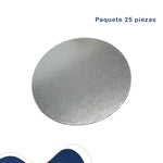 Base Cartón Redonda 30cm Forrada 2.5mm - Paquete 25 Piezas