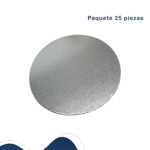 Base Cartón Redonda 30cm Forrada 2.5mm - Paquete 25 Piezas