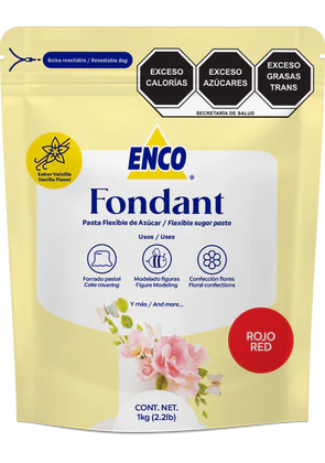 FONDANT ROJO VAINILLA ENCO 1 KG