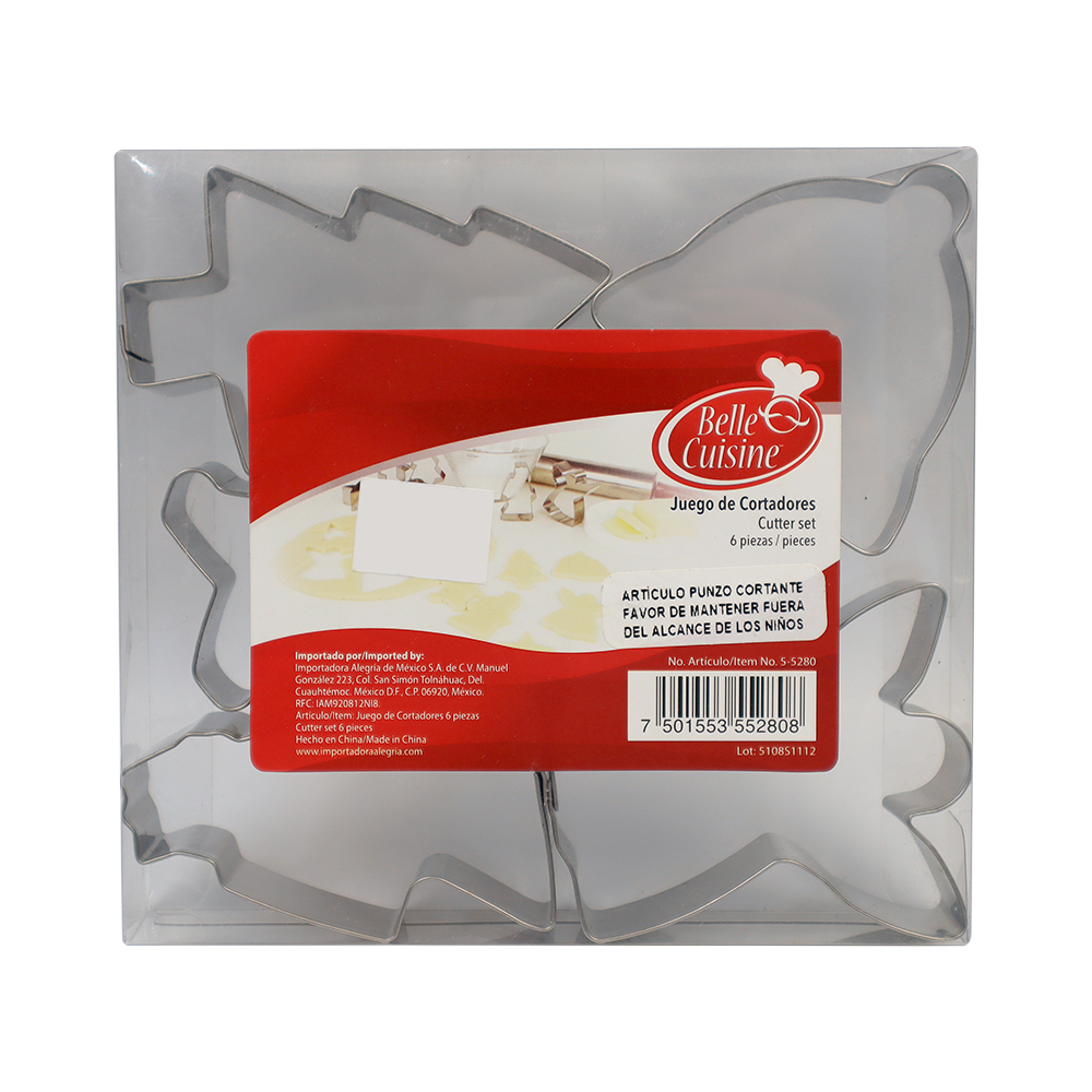 CORTADOR GALLETAS PLASTICO NAVIDAD 6 PIEZAS ALEGRIA