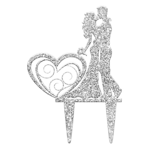 FIGURA DECORATIVA BODA COLOR PLATA 15 X 22 CM