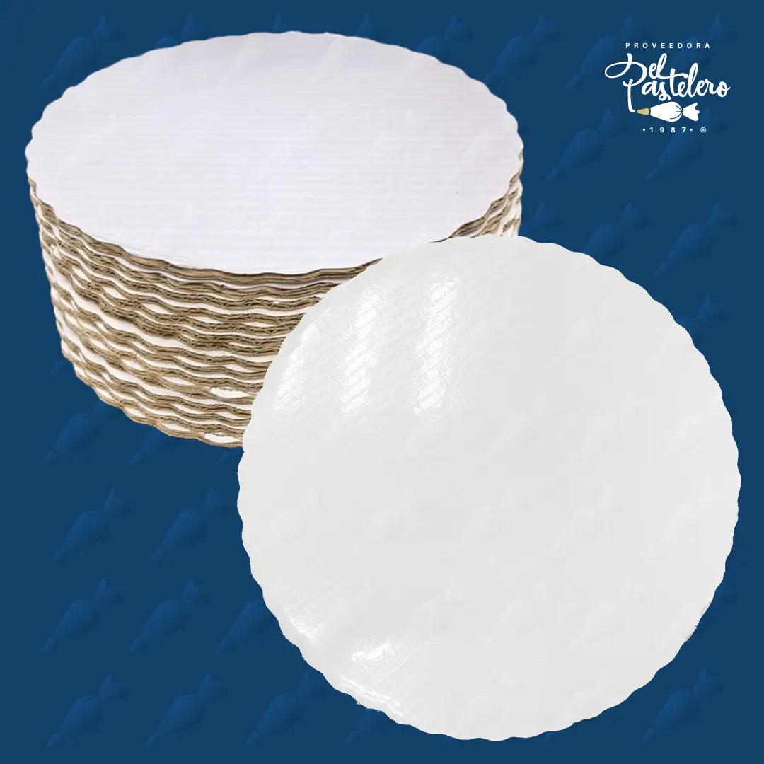 BASE DE CARTON REDONDA 32 CM BLANCO PAQUETE 50 PIEZAS