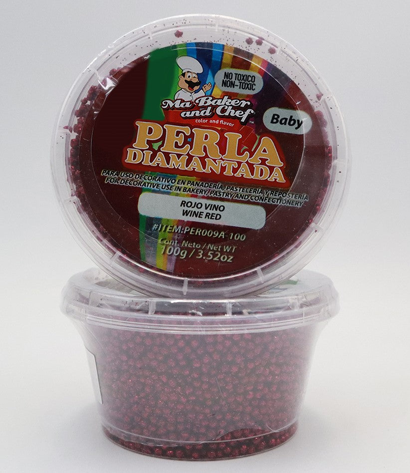 PERLA DIAMANTADA BABY ROJO VINO 100 GR MA BAKER