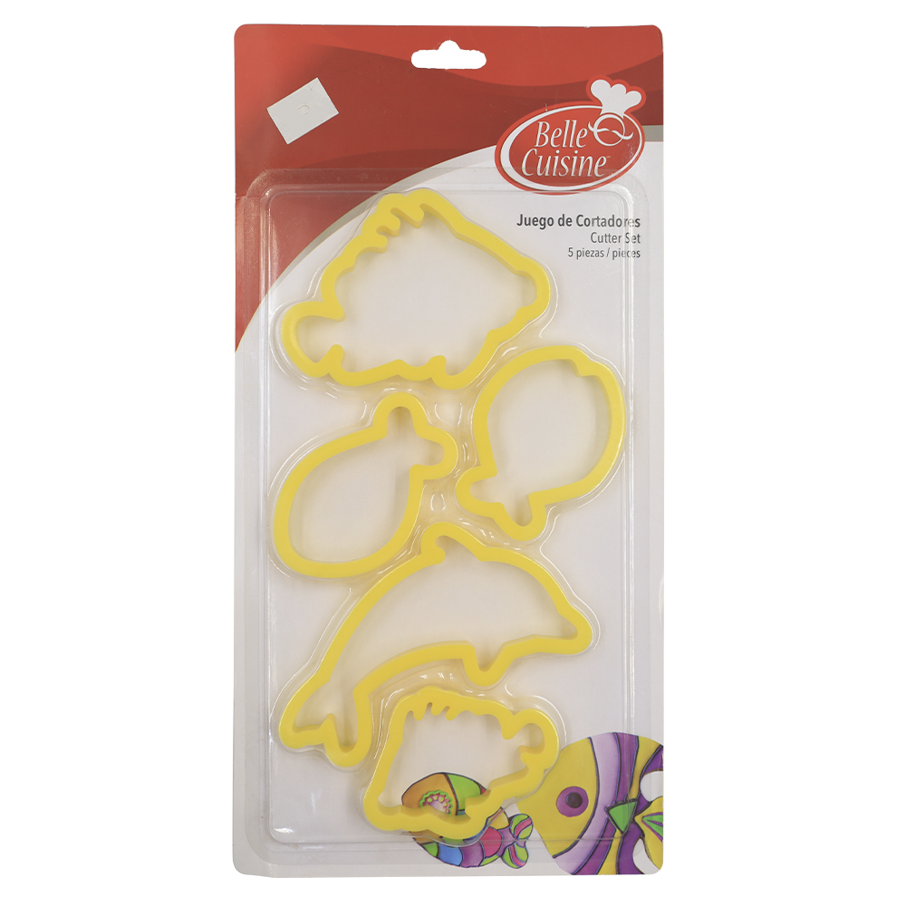 CORTADOR GALLETAS PLASTICO PECES 5 PIEZAS ALEGRIA