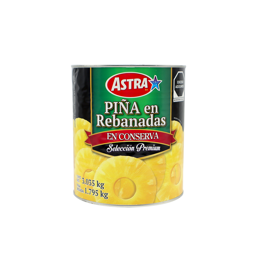 PIÑA EN REBANADAS LATA 3 KG ASTRA – Distribuidora Del Pastelero