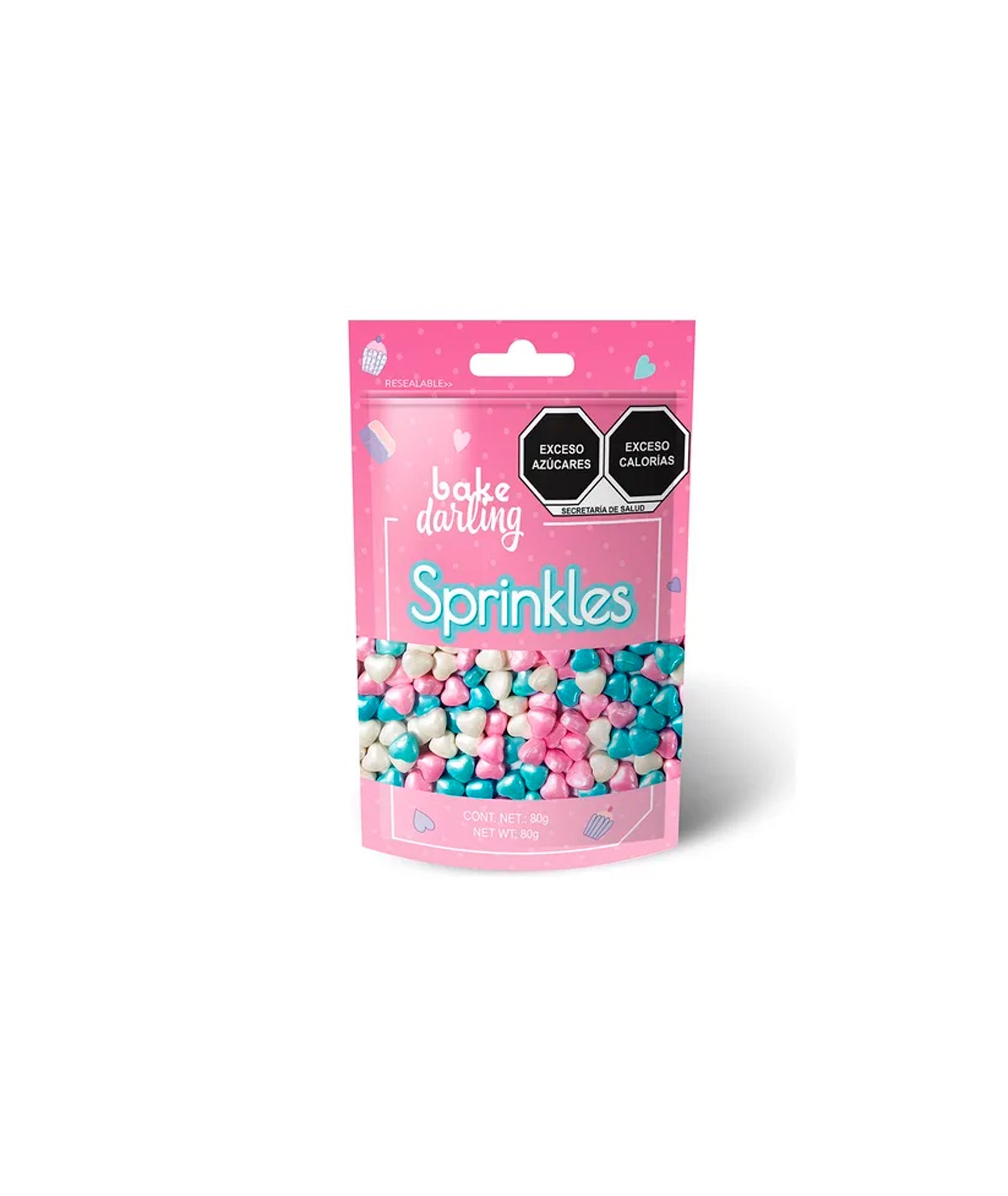 SPRINKLES MIX CORAZONES ROSA AZUL 80 GR BAKE DARLING