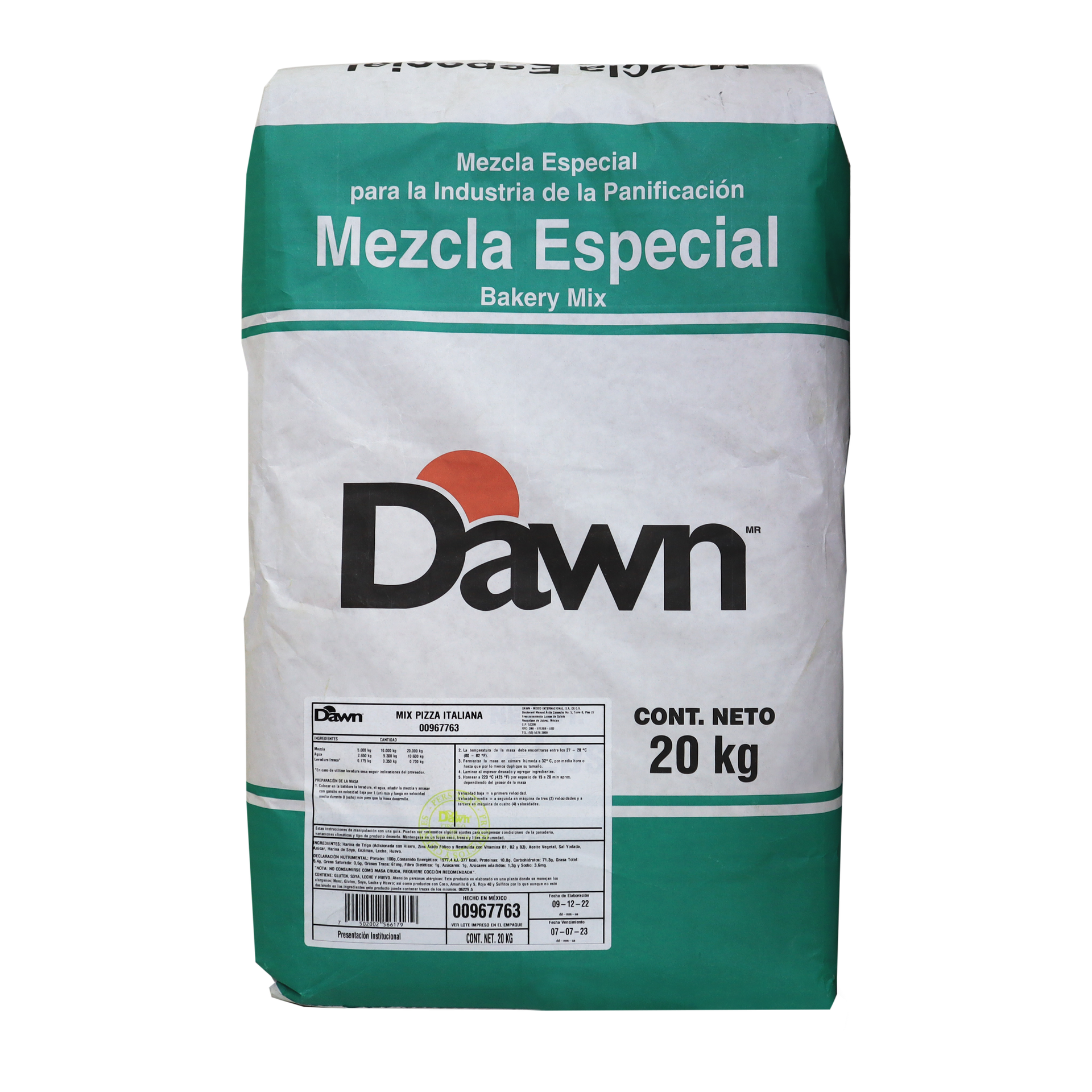 HARINA PREPARADA PIZZA ITALIANA BULTO 20 KG DAWN