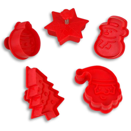 CORTADOR EYECTOR PLASTICO FONDANT NAVIDAD 5 PIEZAS