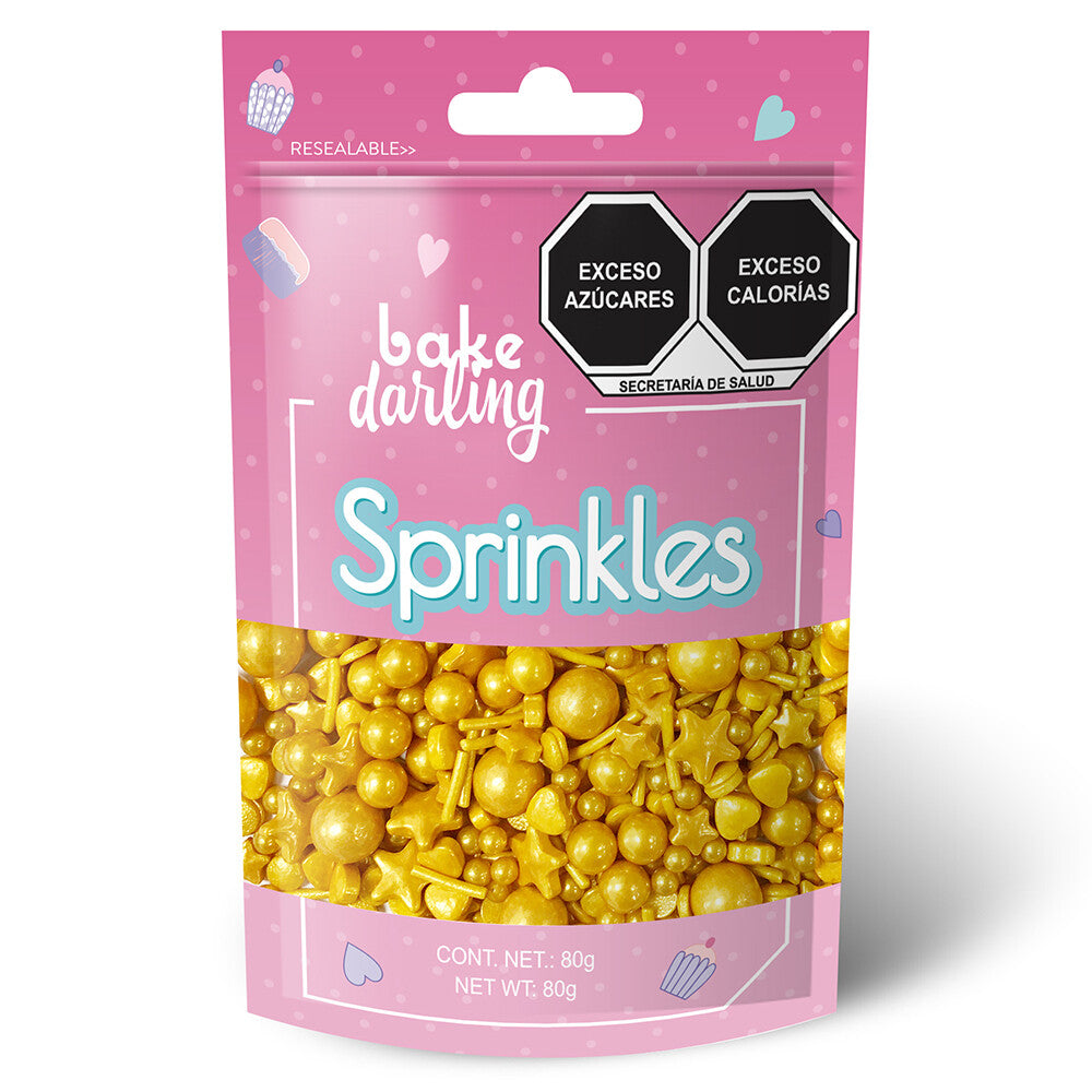 SPRINKLES FORMAS DORADAS 80 GR BAKE DARLING