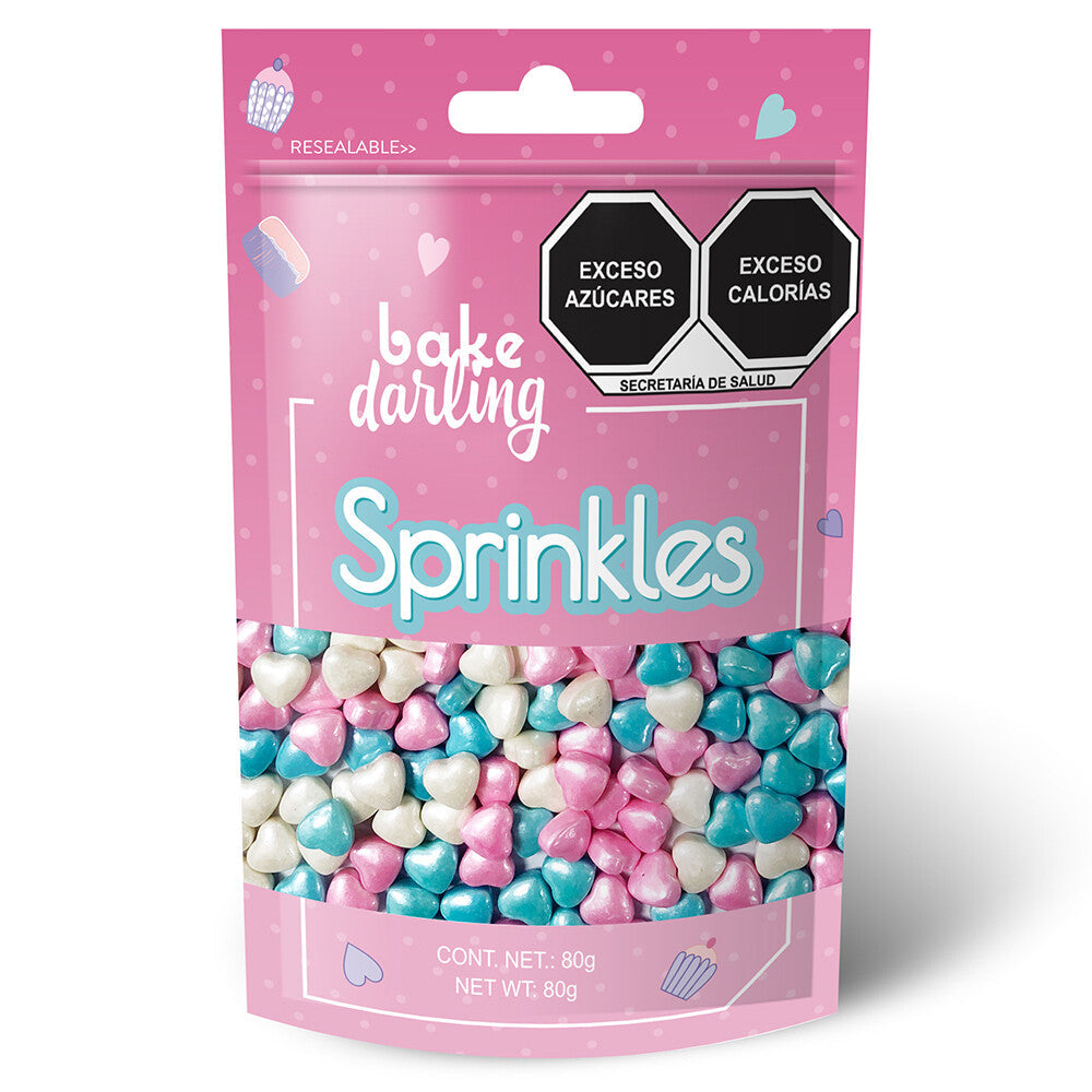 SPRINKLES CORAZONES PASTEL 80 GR BAKE DARLING