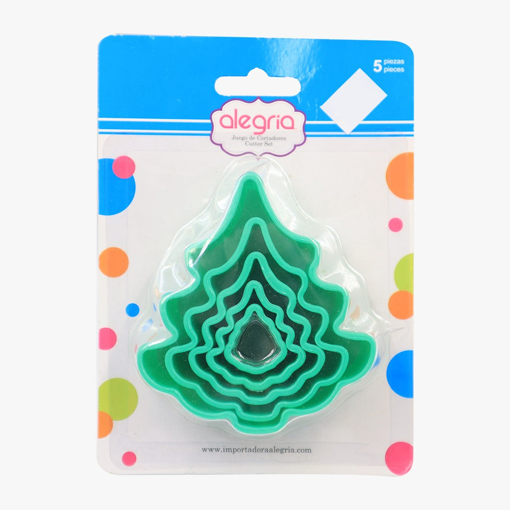 CORTADOR GALLETAS PLASTICO ARBOL NAVIDAD 5 PIEZAS