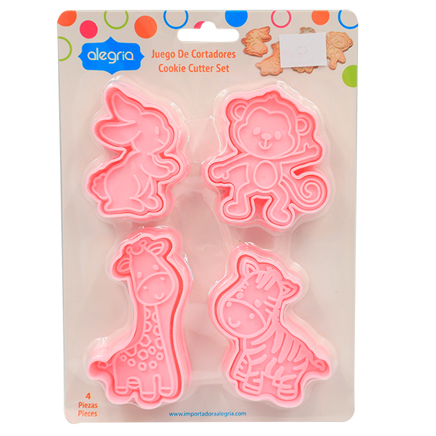 CORTADOR GALLETAS CONEJO ANIMALITOS 4 PIEZAS ALEGRIA