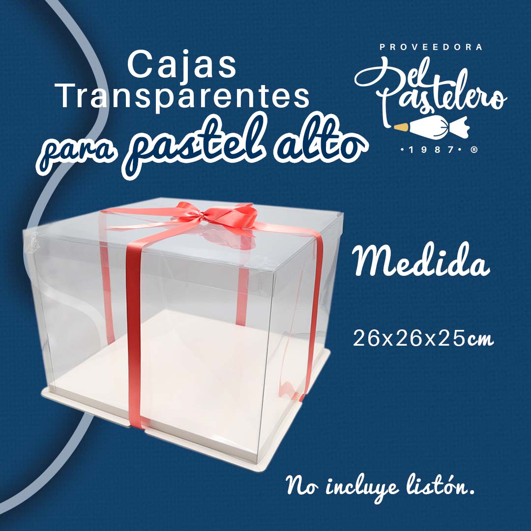 CAJA PARA PASTEL TRANSPARENTE 26 X 26 X 25 CM