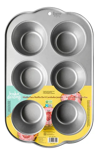 MOLDE MUFFIN JUMBO 6 CAVIDADES BAKE DARLING