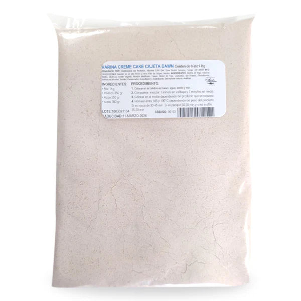 HARINA PREPARADA CREME CAKE CAJETA 1 KG DAWN