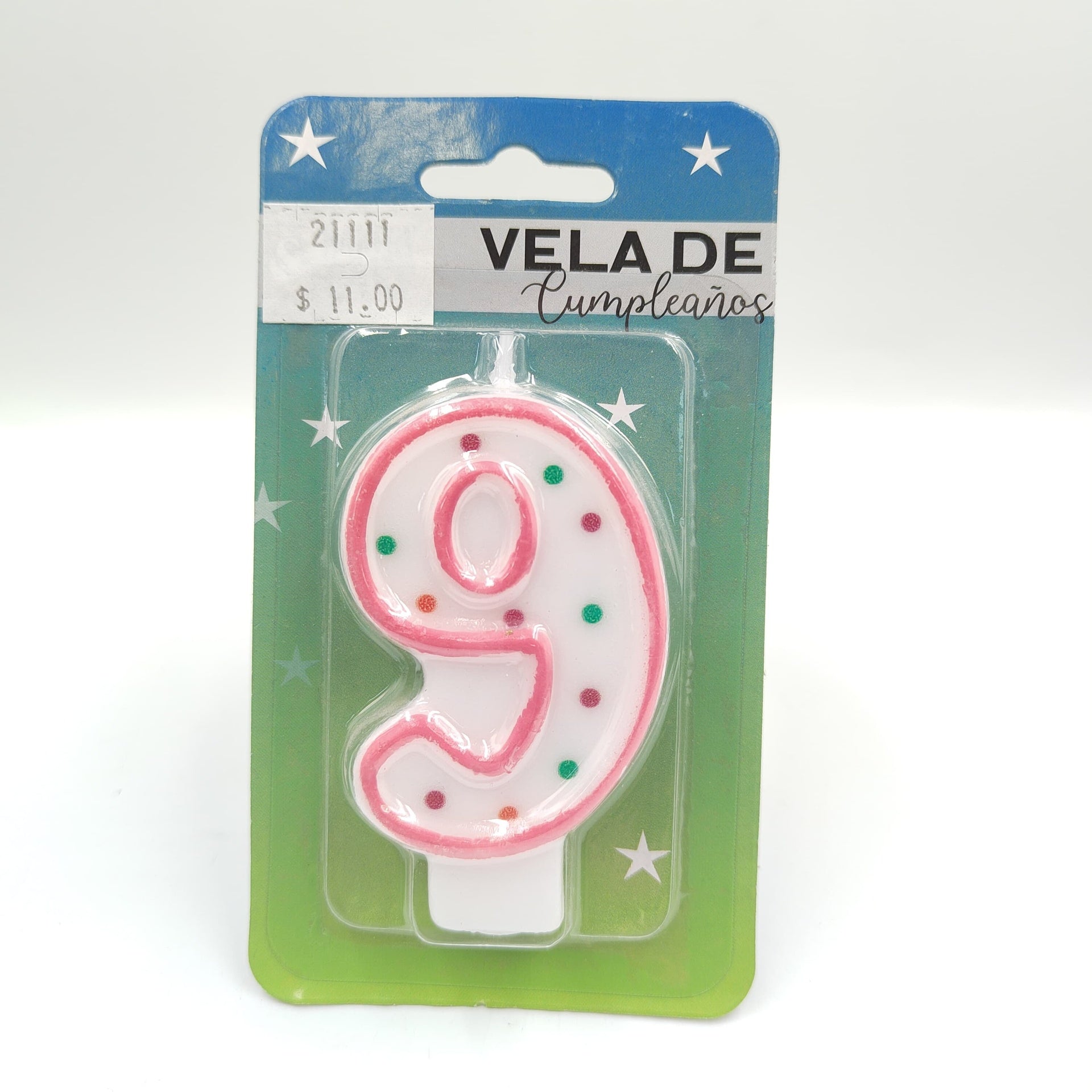 VELA NUMERICA CONFETTI ROSA NUMERO 9