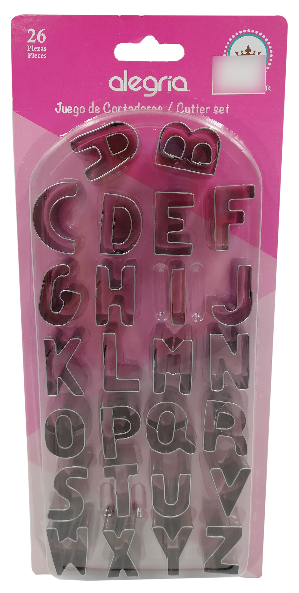 CORTADOR GALLETAS METALICO LETRAS ALEGRIA