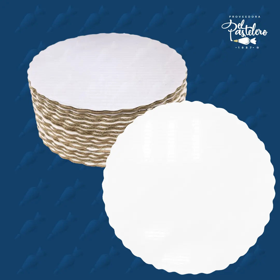 BASE DE CARTON REDONDA 30 CM BLANCO PAQUETE 50 PIEZAS