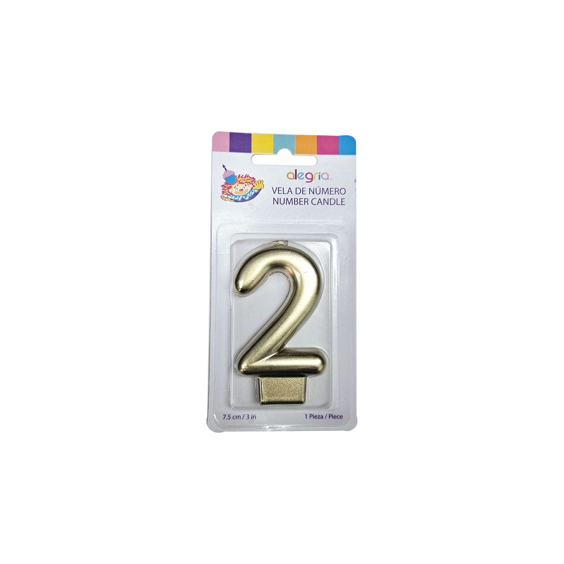 VELA CERA DORADA # 2 TAMAÑO 7.5 CM