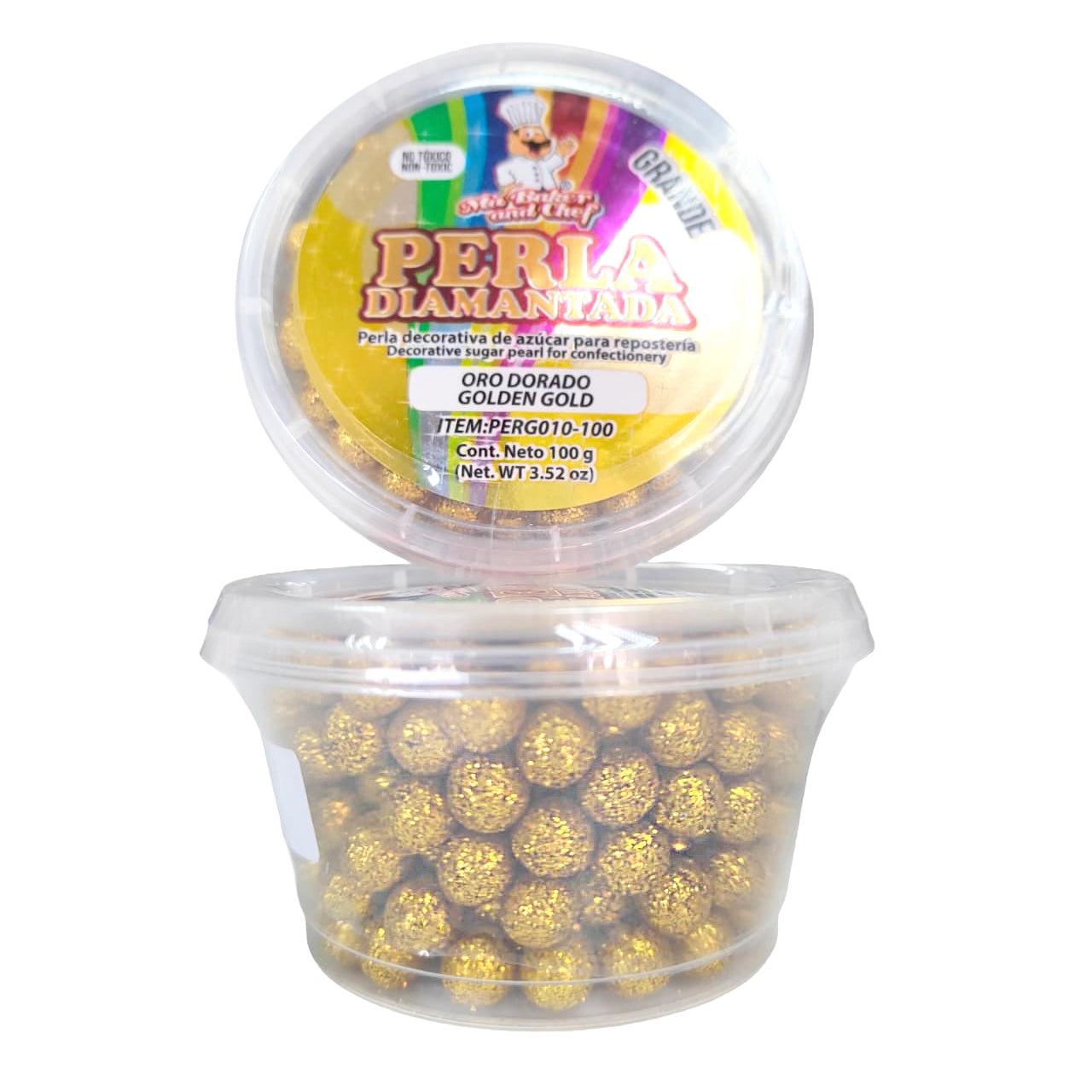 PERLA DIAMANTADA GRANDE ORO DORADO 100 GR