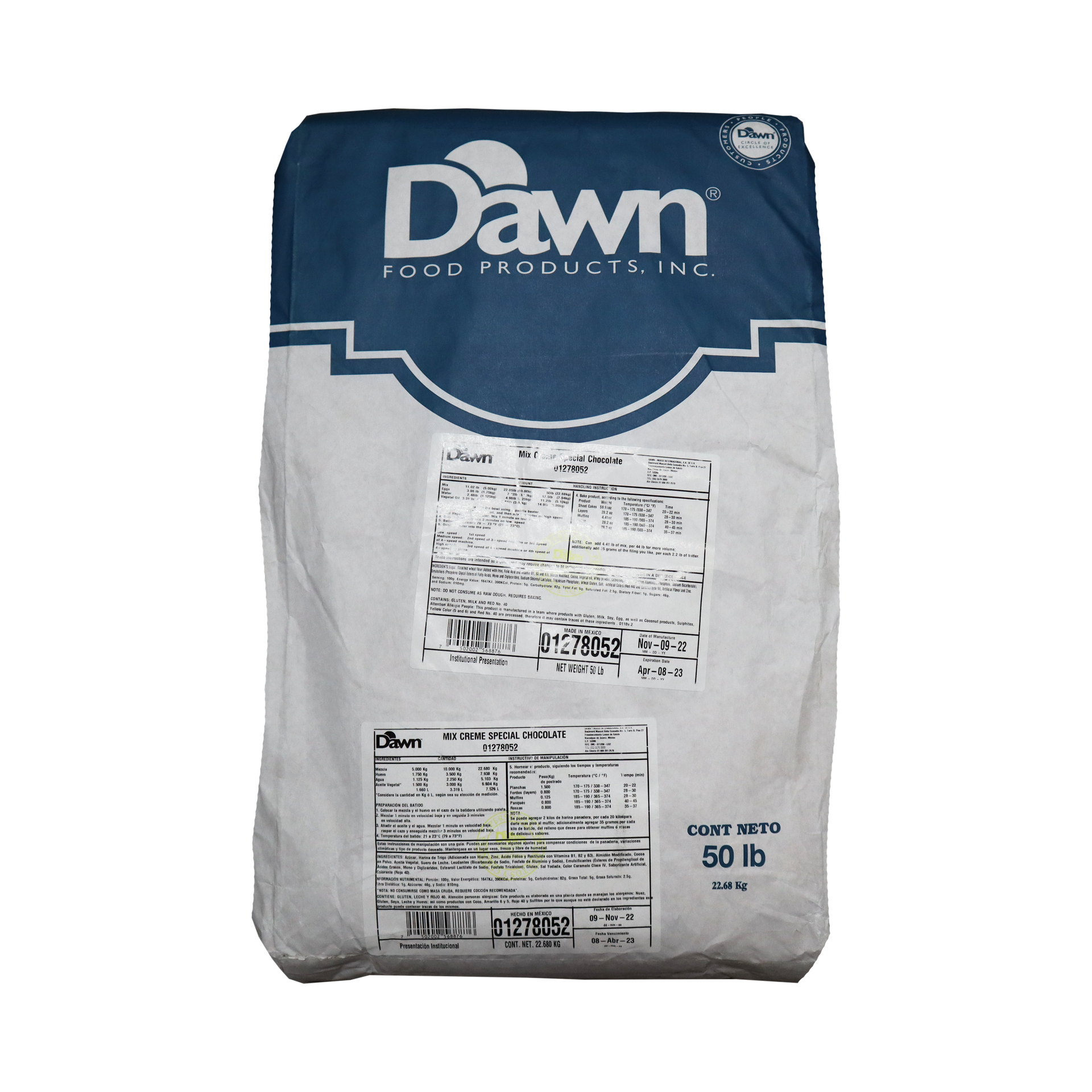 HARINA PREPARADA SPECIAL CAKE CHOCOLATE BULTO 22.68 KG DAWN