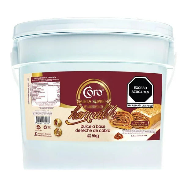 CAJETA LECHE DE CABRA HORNEABLE SUPREMA CUBETA 5 KG CORO