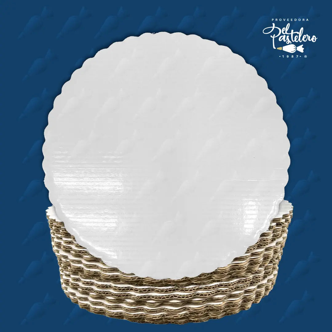 BASE DE CARTON REDONDA 36CM BLANCO PAQUETE 50 PIEZAS