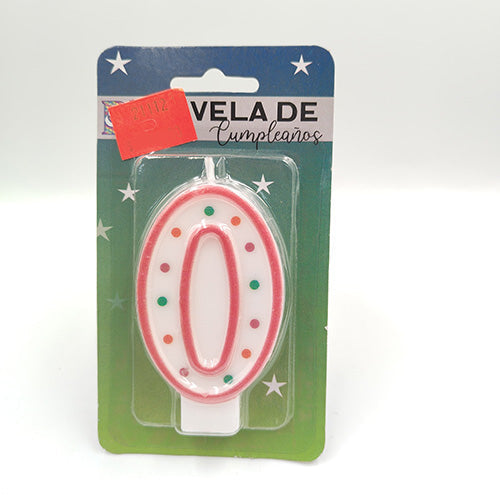 VELA NUMERICA CONFETTI ROSA NUMERO 0