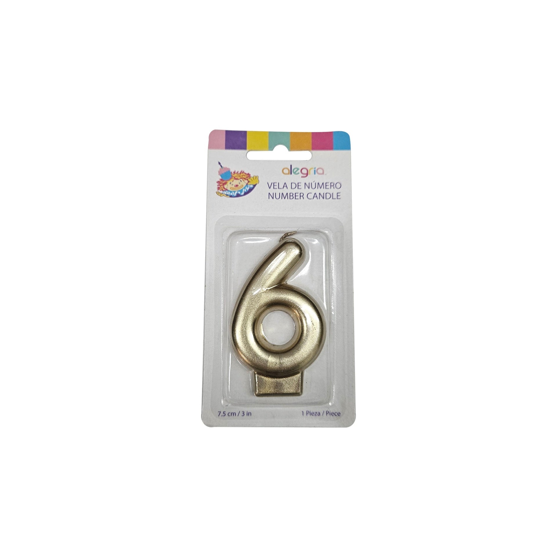 VELA CERA DORADA # 6 TAMAÑO 7.5 CM