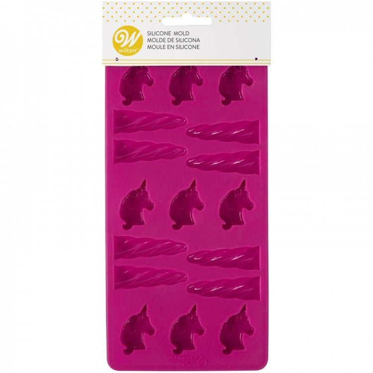 MOLDE SILICON UNICORNIO 17 CAVIDADES MOLDE ROSA