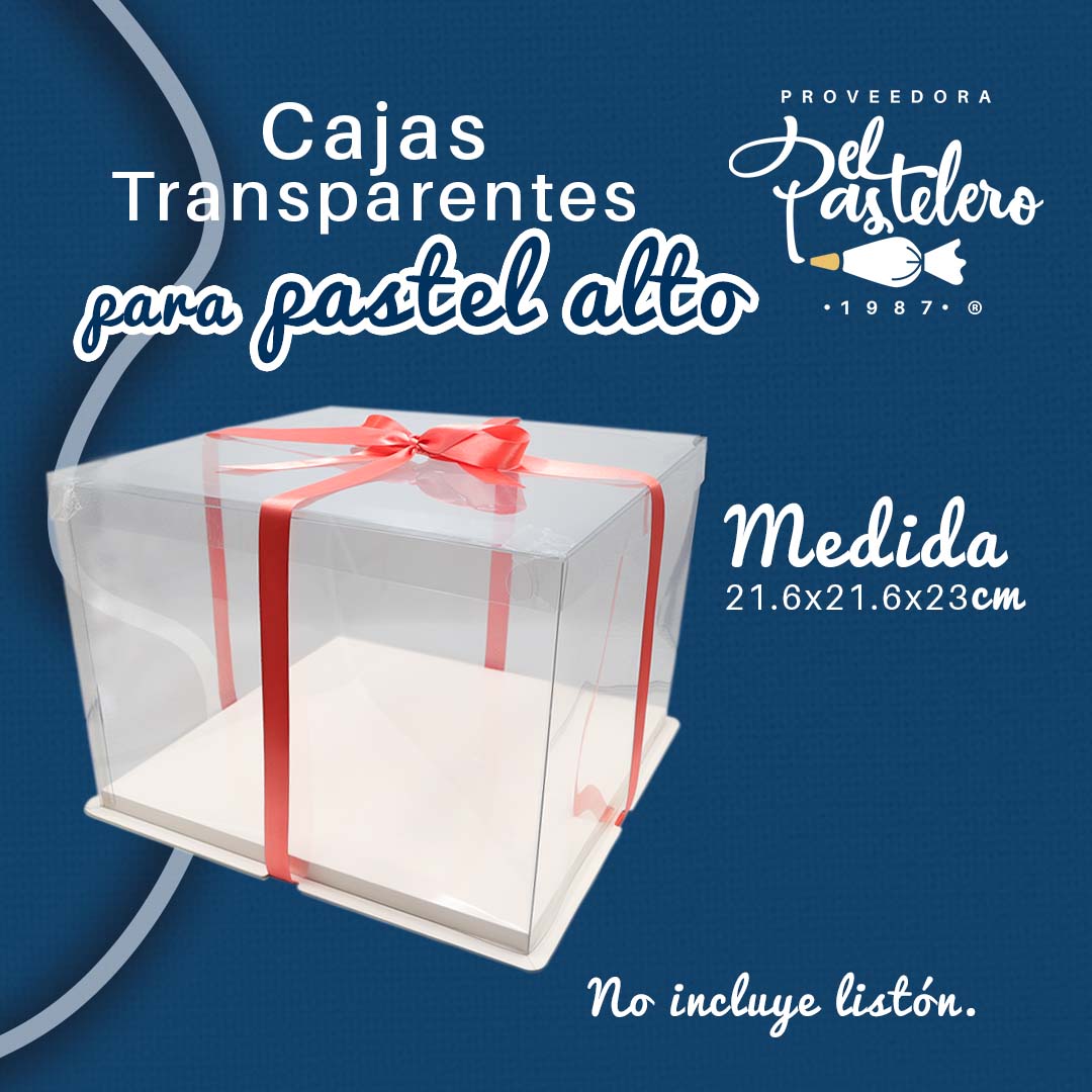 CAJA PARA PASTEL TRANSPARENTE 21 X 21 X 23 CM