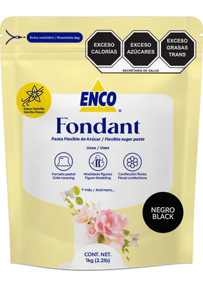 FONDANT NEGRO VAINILLA ENCO 1 KG