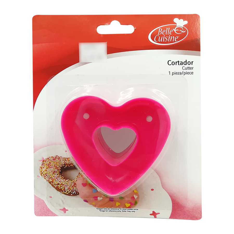 CORTADOR GALLETAS PLASTICO CORAZÓN CON CENTRO ALEGRIA